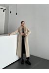 Imported Fur Wool Coat with Belted Waist Closure