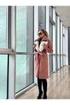 Luxury Powder Pink Wool Coat with Fur Details – Sophisticated and Elegant Look