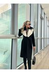 Classic Black Wool Coat – Elegant Luxury with Fur Accents