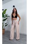 High-Waist Wide-Leg Trousers with Drawstring Detail