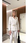 Elegant Women's Suit with Belt Detail