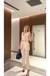 Elegant Sleeveless Women's Suit with Belt Detail