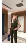 Elegant Sleeveless Women's Suit with Belt Detail